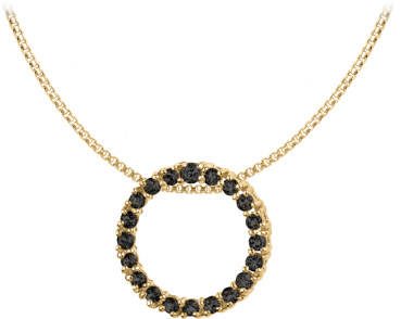 Jacques Lemans SE-C121H Damen Collier Halskette Kette Sterlingsilber vergoldet mit Schwarzer Spinell